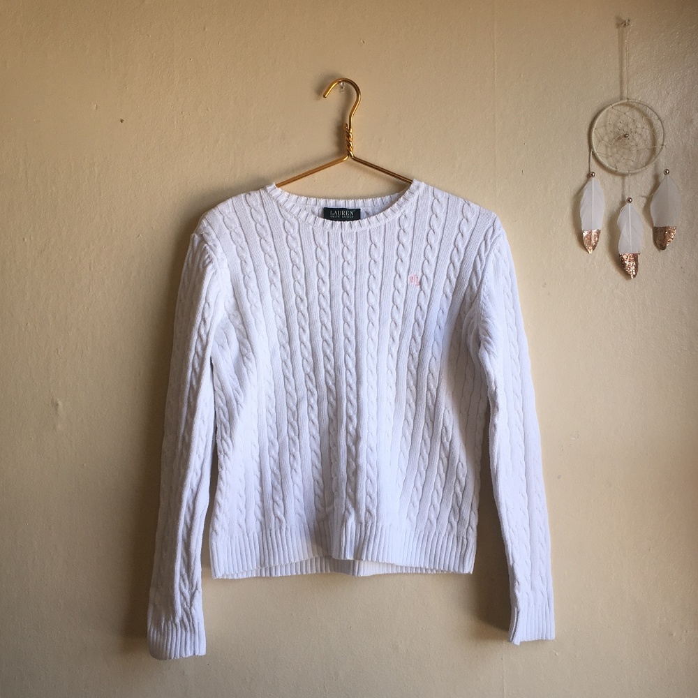 Lauren Ralph Lauren Cable Knit White  Sweater